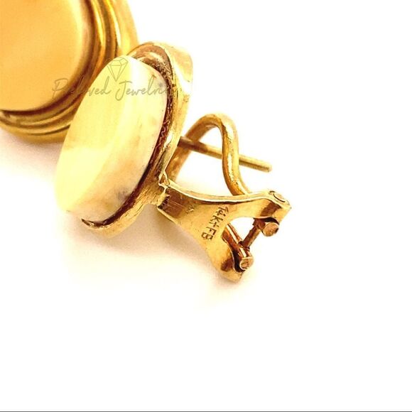 14k Round Stone Omega Clip Pierced Earrings - Picture 6 of 12